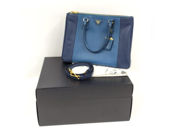 10 Prada 2 Way Hand Shoulder Bag Saffiano Leather Blue