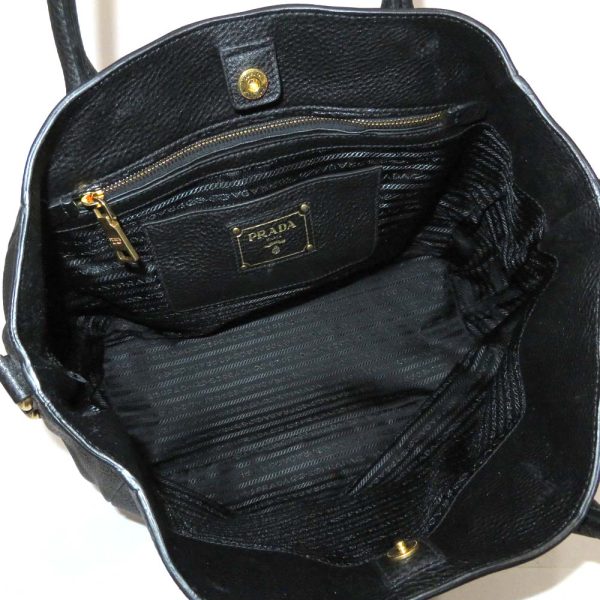 10 Prada 2 Way Bag Vitello Dino Leather Black