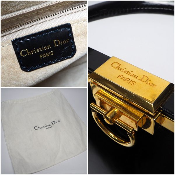 11 Christian Dior Shoulder Bag Leather Gold Metal Fittings Black