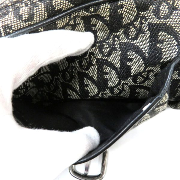 11 Dior Shoulder Bag Trotter Jacquard Canvas Leather Black