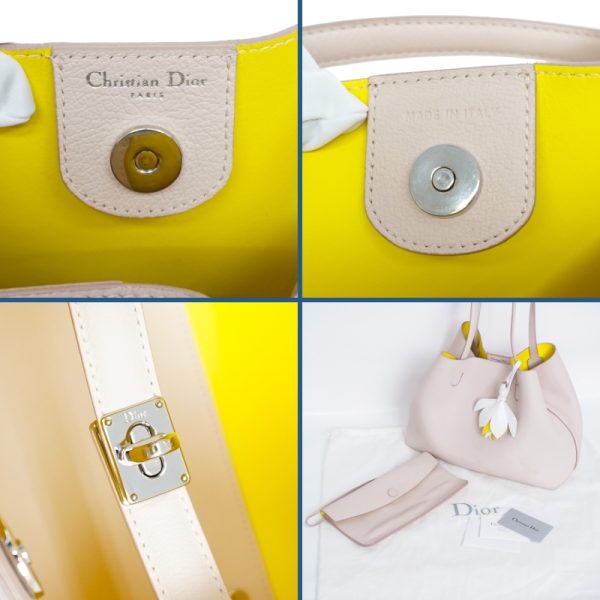 11 Christian Dior Blossom Tote Bag Medium Handbag Leather Baby Pink Yellow Silver Hardware