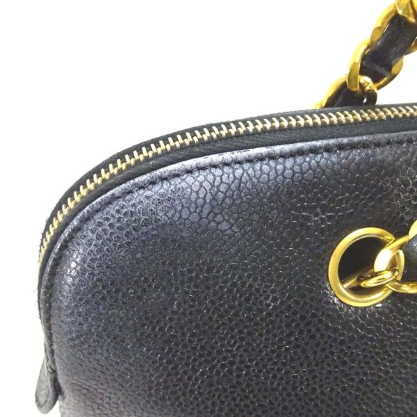 12 Chanel Chain Shoulder Tote Bag Black Caviar Skin