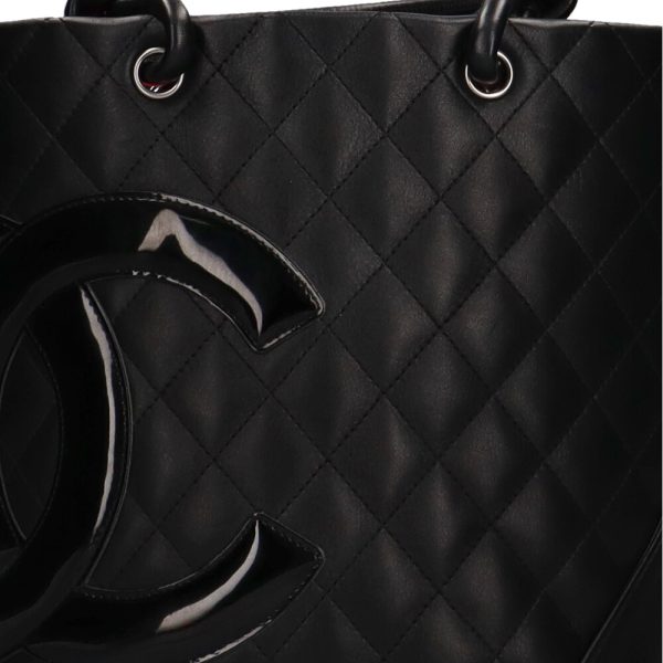 12 Chanel Pm Cambon Tote Bag Lambskin Black