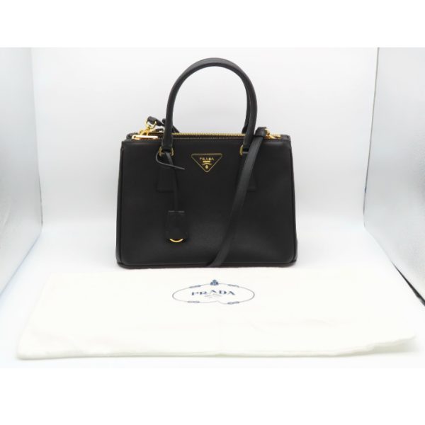 13 Prada Galleria Saffiano Leather Medium Bag 2 Way Shoulder Tote Bag Black