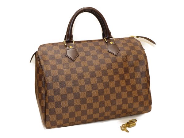 15 Louis Vuitton Speedy 30 Handbag Boston Bag Damier Brown Red