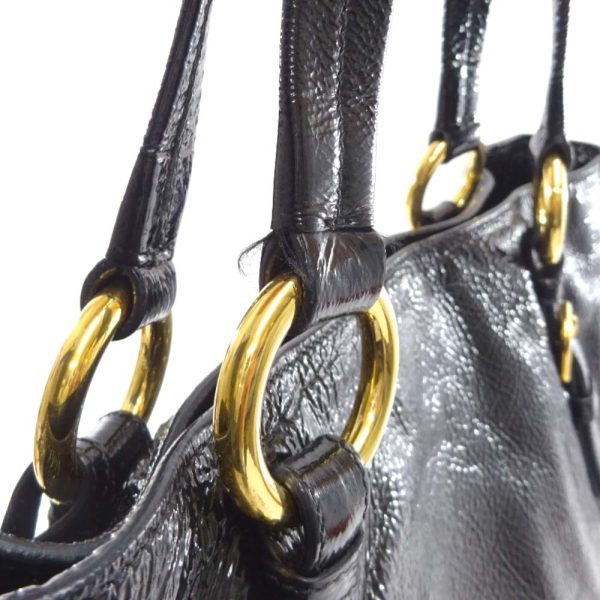 15 Prada Zipper Design Tote Bag Black Patent Leather