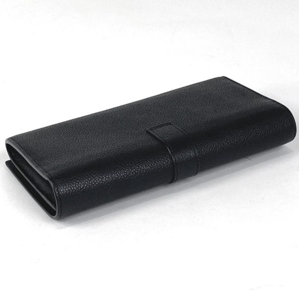 2 Saint Laurent Billfold Coin Purse Long Wallet Leather Black