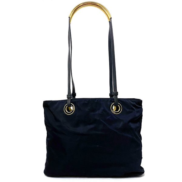 2 Prada Shoulder Bag Tote Bag Nylon Leather GP Navy Gold Test