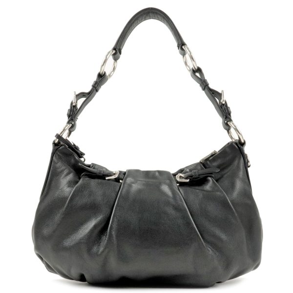 2 Prada Leather Shoulder Bag Black