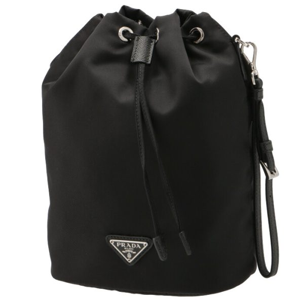 2 Prada Mini Pouch Bucket Bag Drawstring Bag Nylon Black