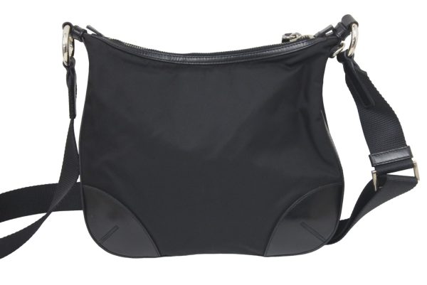 2 Prada Shoulder Bag Sacoche Leather Black