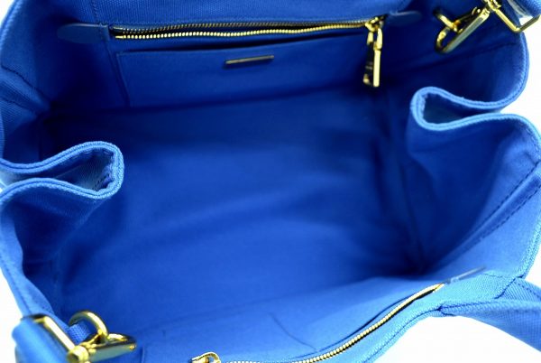 2 Prada Canapa 2 Way Bag Canvas Azzurro Gold