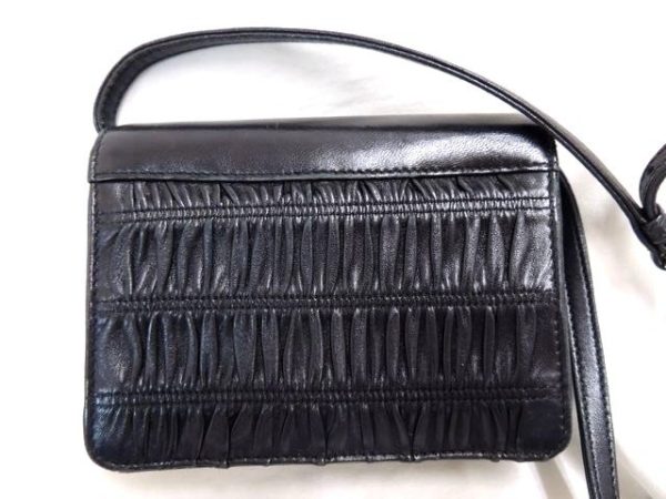 2 Prada Shoulder Wallet Pochette Leather Black