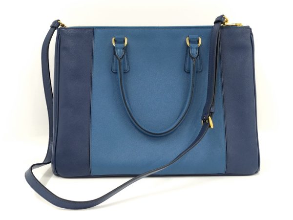 2 Prada 2 Way Hand Shoulder Bag Saffiano Leather Blue