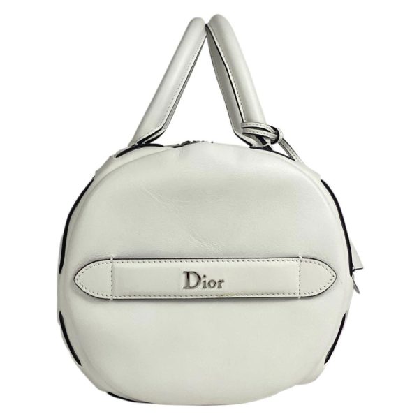 2 Christian Dior Handbag Boston Canage Handbag Leather White