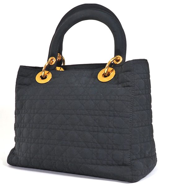 2 Dior Cannage Handbag Nylon Black Gold Hardware