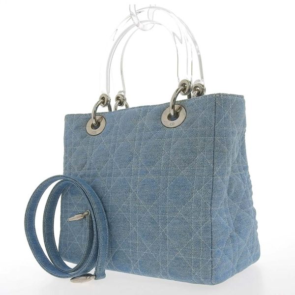 2 Christian Dior 2 Way Bag Handbag Denim Light Blue