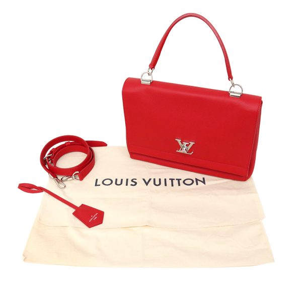 2 Louis Vuitton Lockme 2 Shoulder Handbag Calf Leather Ruby Red