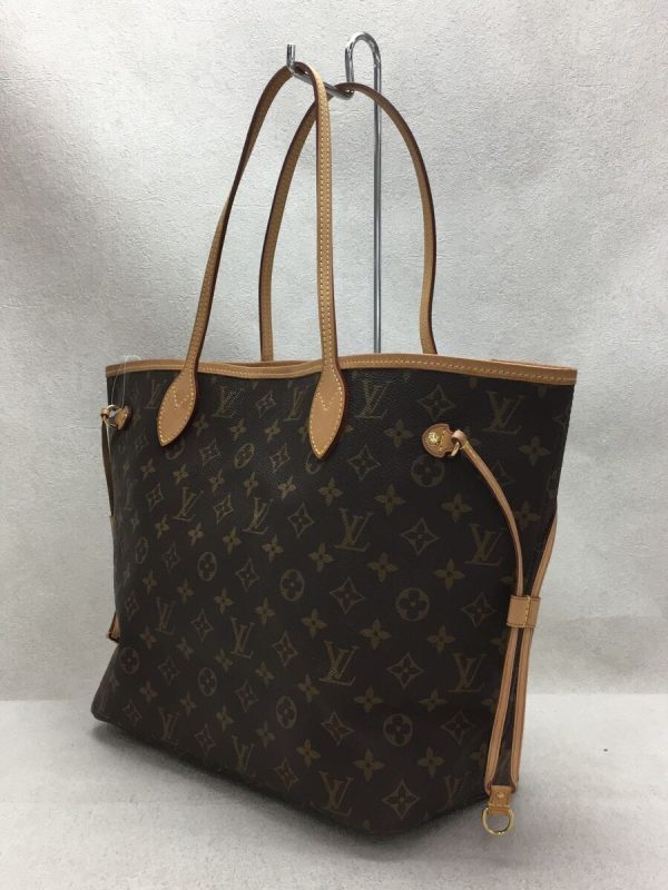 2 Louis Vuitton Neverfull MM Monogram Leather Tote Bag PVC Brown