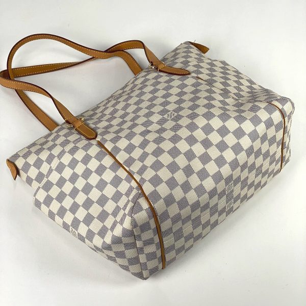 2 Louis Vuitton Totally MM Shoulder Tote Bag Damier Azur White