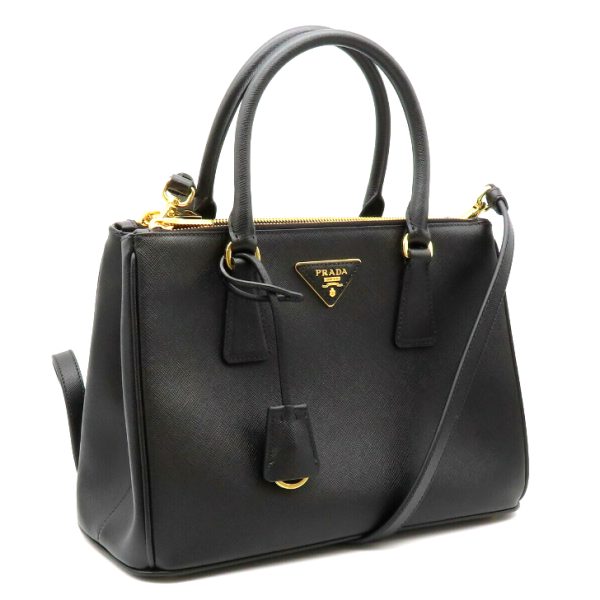 2 Prada Galleria Saffiano Leather Medium Bag 2 Way Shoulder Tote Bag Black