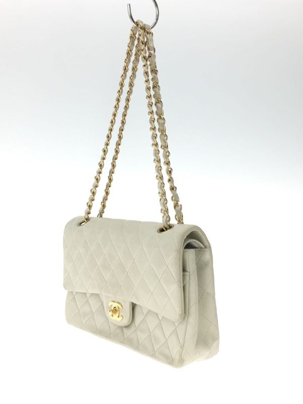 2 Chanel Matelasse 25 Chain Shoulder Bag Lambskin White