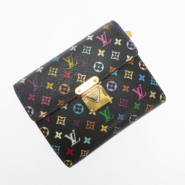 2 Louis Vuitton Portefeuille Koala Noir Trifold Wallet Multicolor PVC