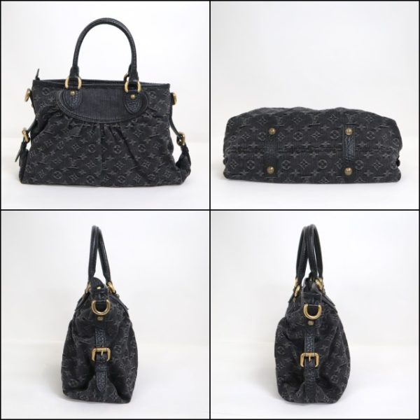 2 Louis Vuitton Monogram Denim Neo Cabby MM Noir Shoulder Bag Black