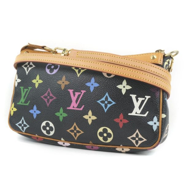 2 Louis Vuitton Accessory Pouch Long Strap Monogram Multicolor Black