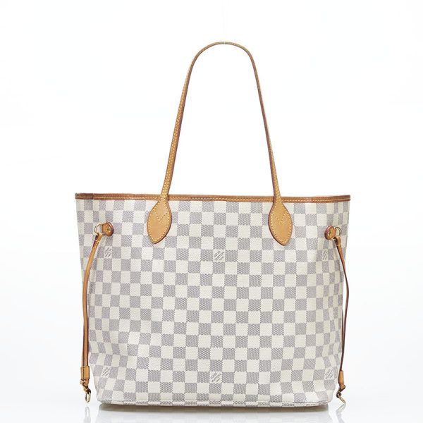 2 Louis Vuitton Damier Azur Neverfull MM Tote Bag Shoulder Bag