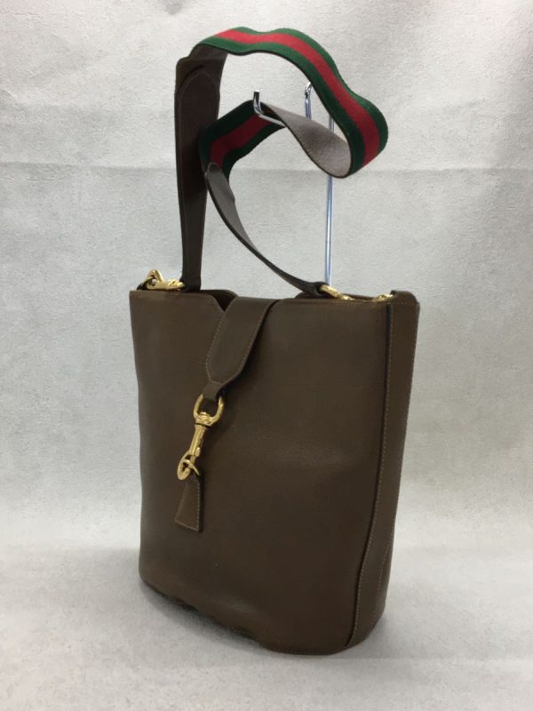 2 Gucci Plain Shoulder Bag Leather Brown