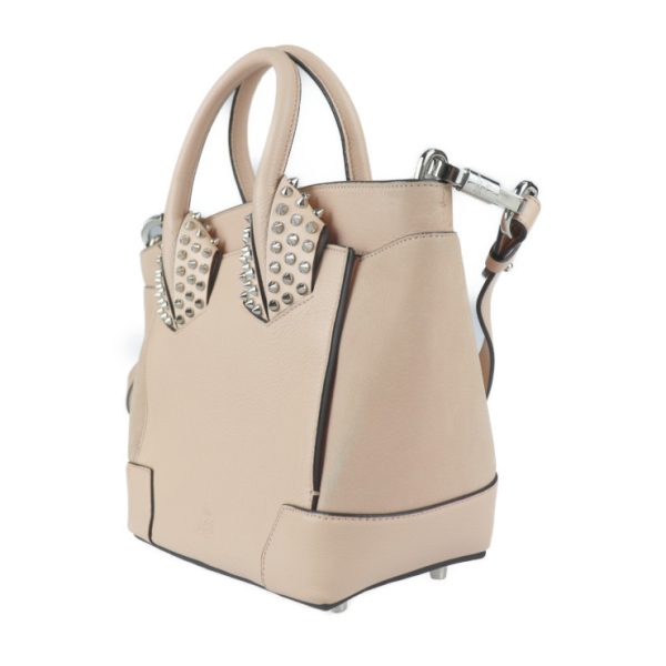 2 Christian Louboutin Eloise Small Shoulder Bag Leather Nude Peach Silver Hardware Spike Studs