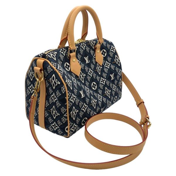 2 Louis Vuitton Speedy Bandouliere 25 Navy Boston Bag