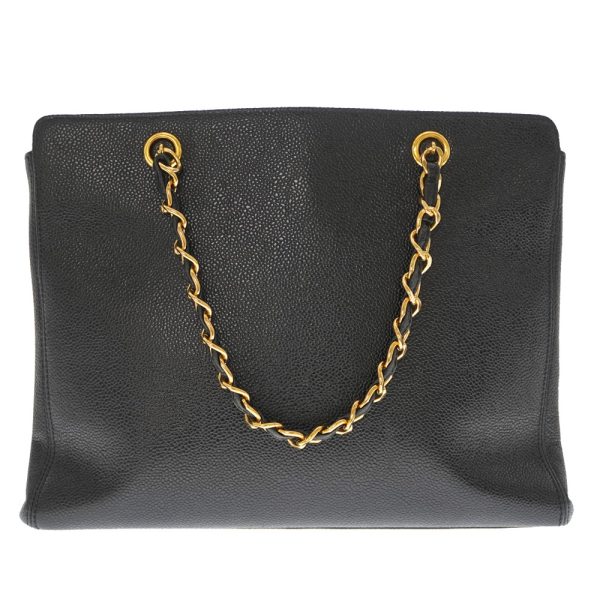 21 6014 3 Chanel Chain Handbag Caviar Skin Black