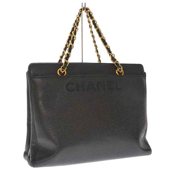 21 6014 Chanel Chain Handbag Caviar Skin Black