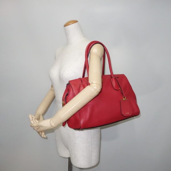 3 Prada 2 Way Bag Leather Red