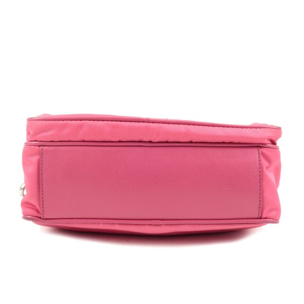 3 Prada Diagonal Shoulder Bag Nylon Leather Pink