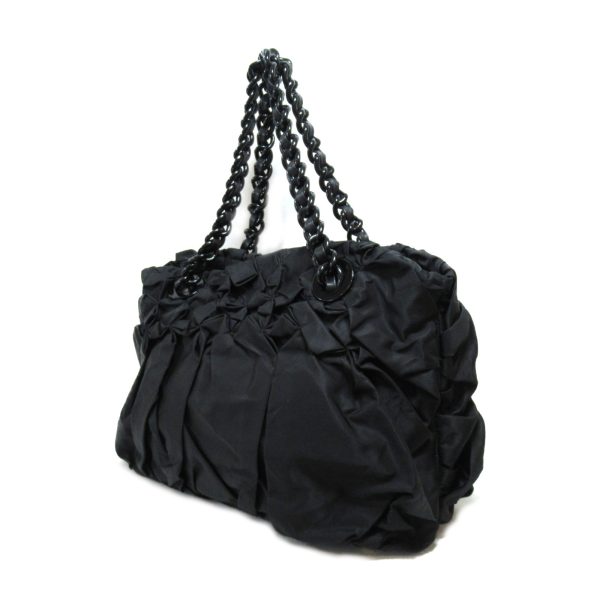 3 Prada Chain Shoulder Bag Nylon Black