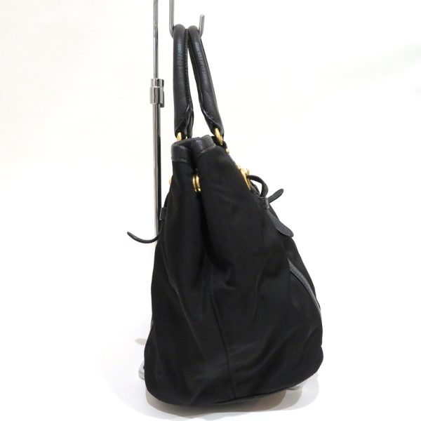 3 Prada 2 Way Hand Bag Nylon Leather Black