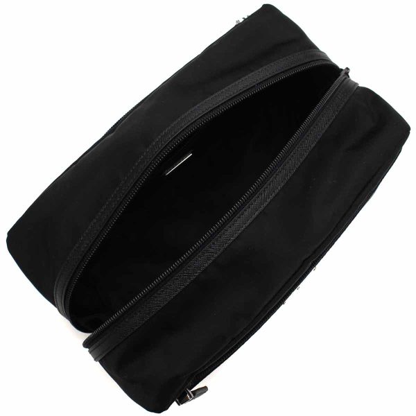 3 Prada Pouch Tessuto Saffiano Nylon Nero Black