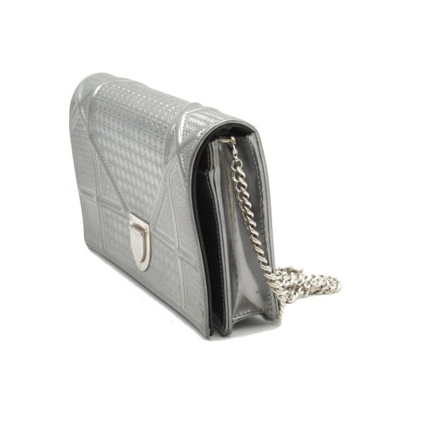 3 Dior Shoulder Bag Leather Silver