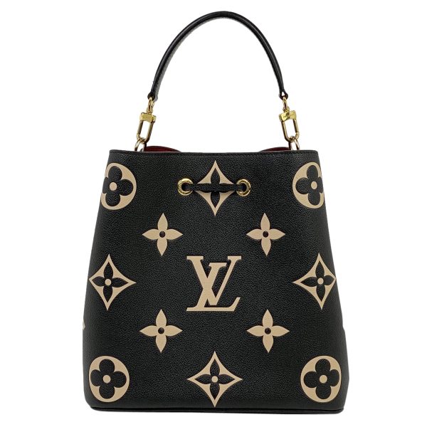 3 Louis Vuitton NeoNoe MM 2WAY Shoulder Bag Handbag Monogram Implant Black Beige