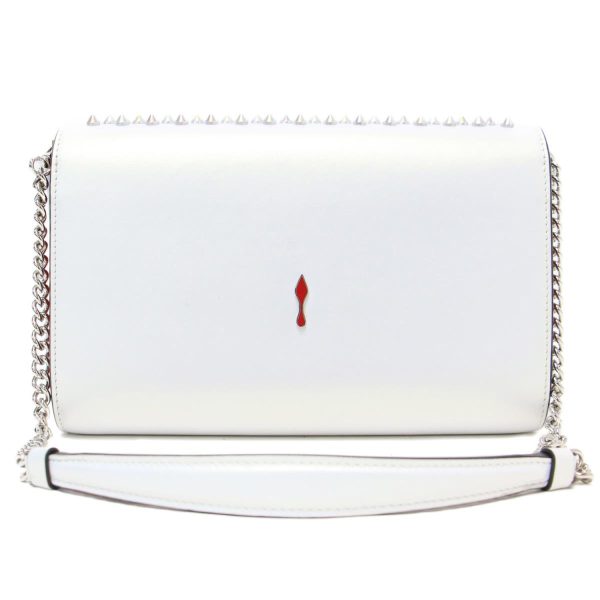 3 Christian Louboutin Clutch Shoulder 2 Way Bag Leather Silver