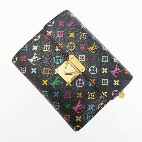 3 Louis Vuitton Portefeuille Koala Noir Trifold Wallet Multicolor PVC