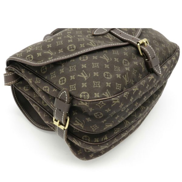 3 Louis Vuitton Monogram Mini Lin Saumur 30 Shoulder Bag Canvas Leather Ebene Brown