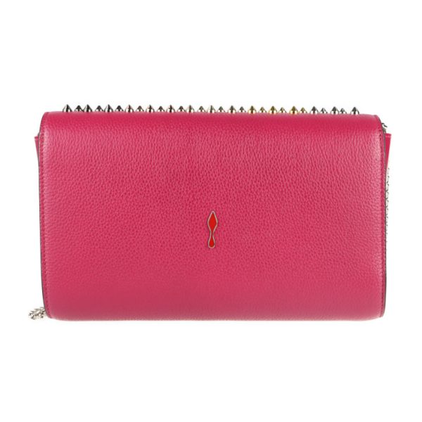 3 Christian Louboutin Paloma Chain Wallet Clutch Long Wallet Leather Pink