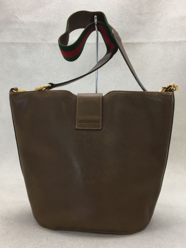 3 Gucci Plain Shoulder Bag Leather Brown