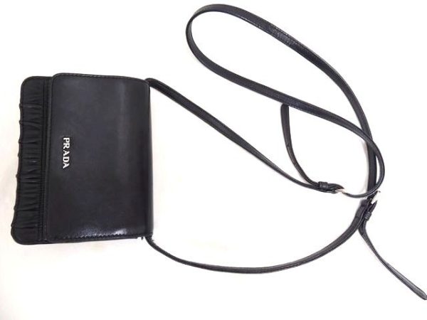 4 Prada Shoulder Wallet Pochette Leather Black