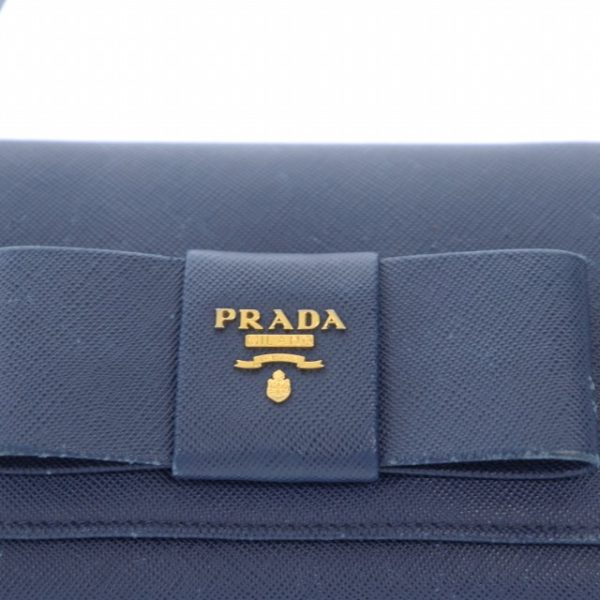 4 Prada Saffiano Ribbon Pochette Wallet Shoulder Bag Navy