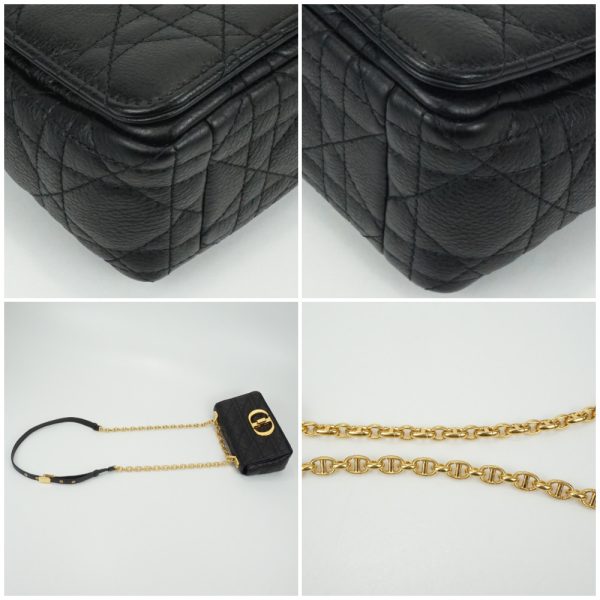 4 Christian Dior Shoulder Bag Crossbody Bag Small Bag Black Gold Hardware